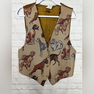 Vintage Backroad Blues dogs animals Vest sz L, GUC MAde in‎ USA